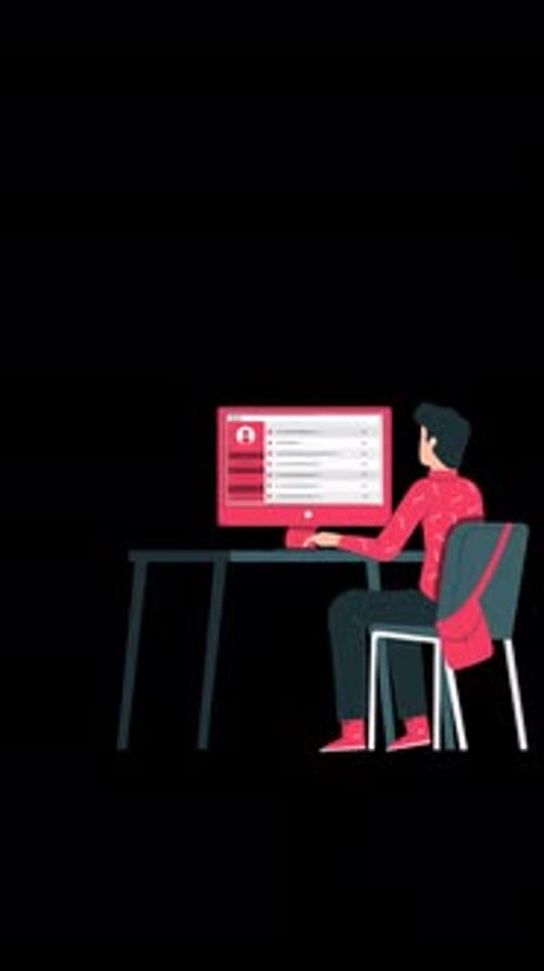 Flat Design Animated Person Working on Computer for Online Interactions