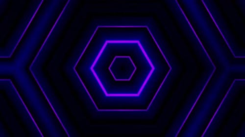 Abstract Neon Hexagon Tunnel Loop Background