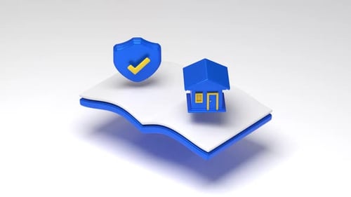 Animated 3D Home Security Policy Book Icon
