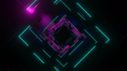 Pink And Cyan Abstract Squares Dimension Background Vj Loop In 4K