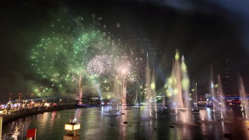 Fireworks over Dubai Festival City during Eid Al Etihad celebrations in Dubai.