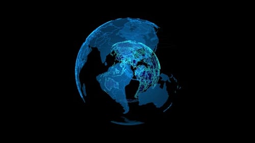 Wireframe Earth Globe Alpha-Kanal