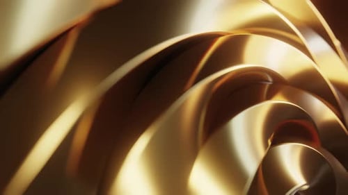 Abstract Golden Metallic Ribbons Flowing Loop Background