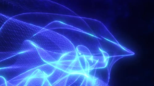 Futuristic Abstract Glowing Blue Grid Waves Loop Background