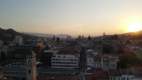 Top view of old city center of Sarajevo