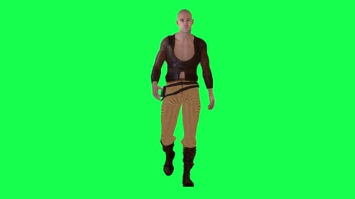Crusader soldier in green screen chromakey render isolated 3d humans