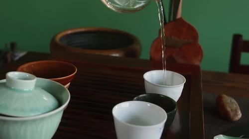 Pouring Water for Tea Ceremony Close Up