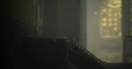 Mysterious Dimly Lit Hallway with Atmospheric Shadows and Textures