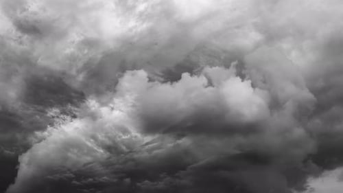 Dramatic Dark Clouds Moving in a Grayscale Sky