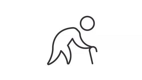 Elderly Person with Cane Line Art Animation