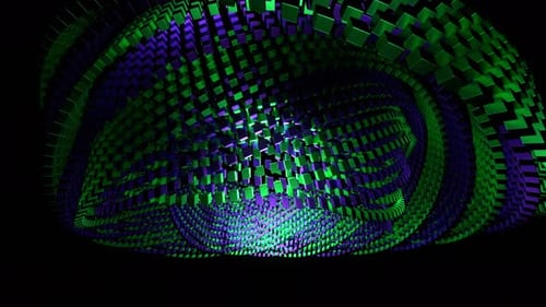 Purple And Turquoise Abstract Rotation Of Cubic Rings Background Vj Loop In 4K