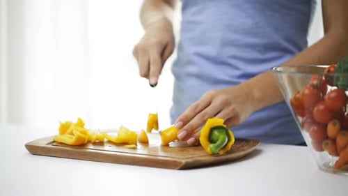 Healthy Eating, Vegetarian Food, Cooking, Dieting and People Concept - Close Up