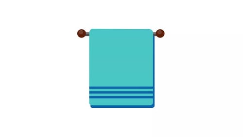 Animated Blue Towel on Rack Flat Design