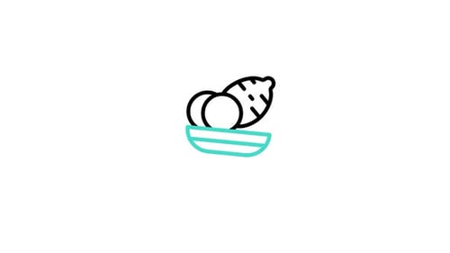 Animated Food Bowl Icon Reveal in Flat Design Style