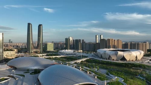 Panoramic city skyline in Hangzhou china