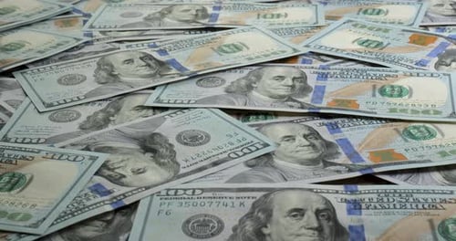 Pile of One Hundred Dollar Bills Close Up