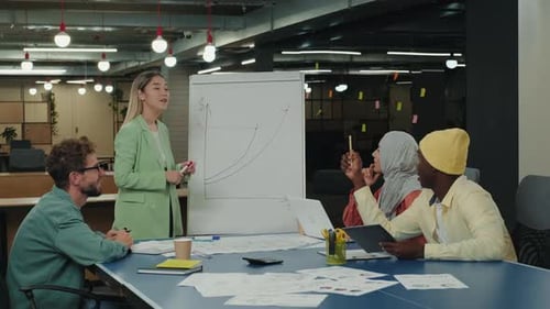 Diverse Team Collaborates During Business Presentation