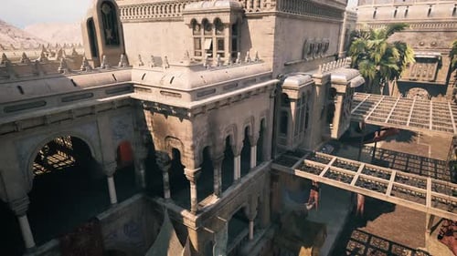 Intricate Arches and Balconies Establish Period Film Setting Atmosphere