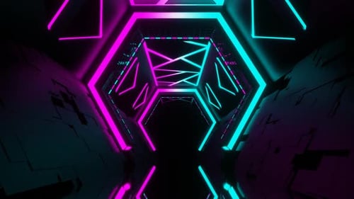 Cyan And Punk Futuristic Sci-Fi Corridor Background Vj Loop In HD