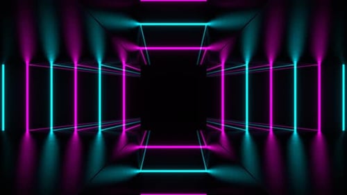 Pink And Cyan Lines Move In Different Directions Background Vj Loop In 4K