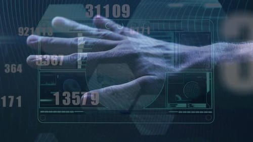 Multiple changing numbers over digital interface against human hand scanning over biometric scanner