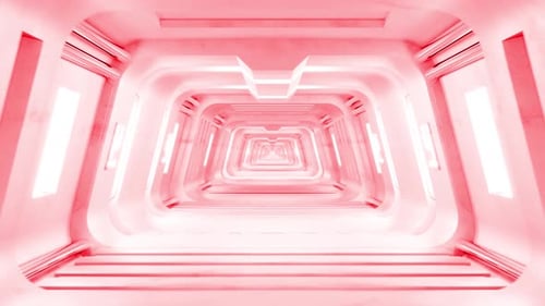 Seamless Futuristic Pink Sci-Fi Tunnel Loop