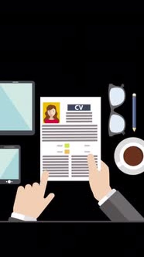 Man Reading CV Vertical Animation Alpha Channel