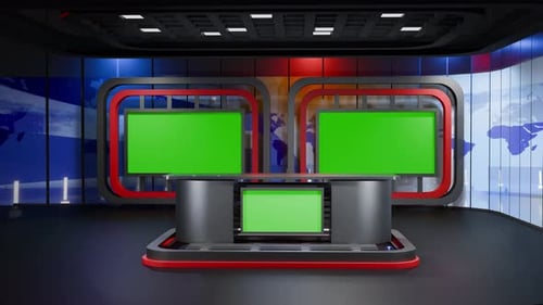 3D Virtual News Studio Background Loop