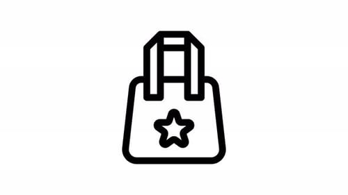Animated Shopping Bag with Star Line Icon