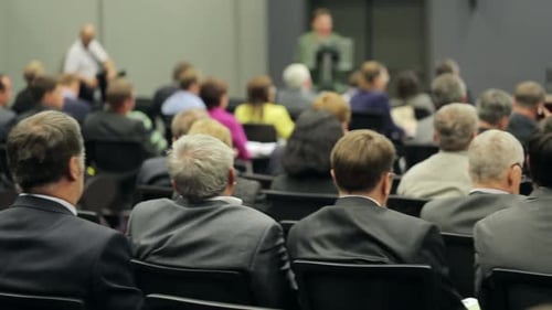 Economic Forum Discussion in Moscow Auditorium