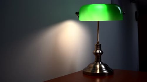 Video with Green Reading Lamp, light on.