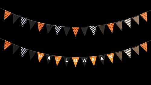 Animated Waving Halloween Bunting Flags Decoration