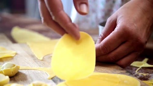 Making Pasta, Close-Up of Yellow Dough Preparation