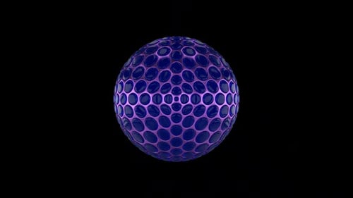 Esfera abstrata futurista roxa e azul Alpha Loop