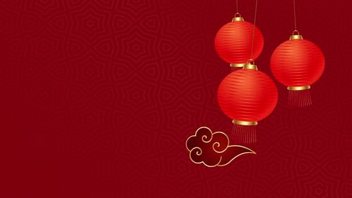 Animated Red Chinese Lanterns and Ruyi Cloud Loop