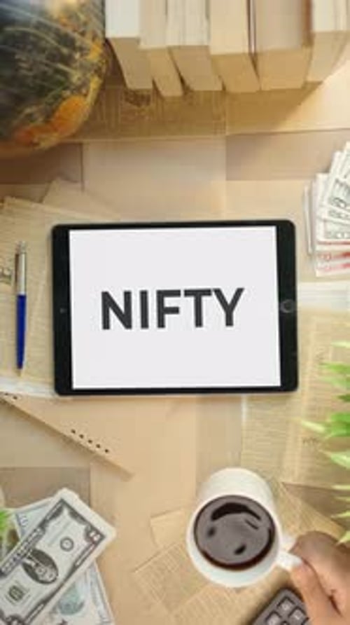 VERTICAL VIDEO OF NIFTY DISPLAYING ON FINANCE TABLET SCREEN