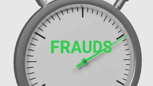 Animated Stopwatch with Frauds Text for Legal Concepts