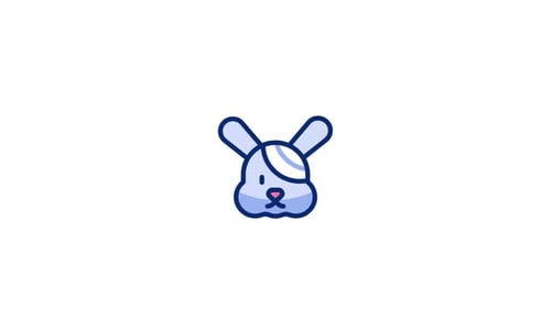 Animated Winking Bunny Icon in Flat Design Style