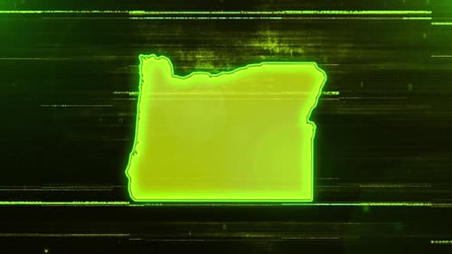 Oregon Digital Futuristic Glitch Map