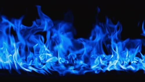 Gas Burns with a Bright Blue Flame Beautiful Dancing Fire Lots of Fire Blue Fire is Burning Bright