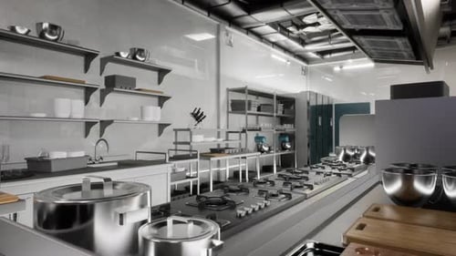 Professional Kitchen , View Counter In Stainless Steel