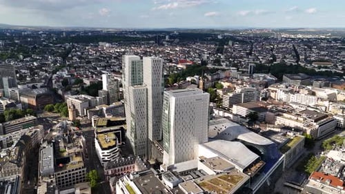 Aerial view of The Palais Quartier building complex in Frankfurt, Germany
