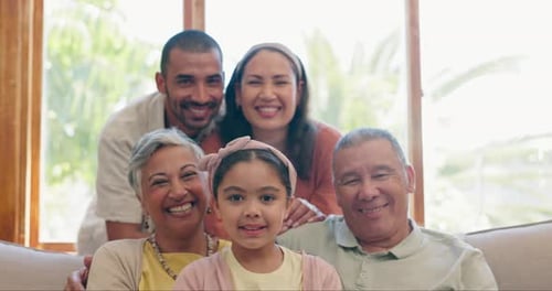 Cheerful Multi-Generational Family Smiles Together