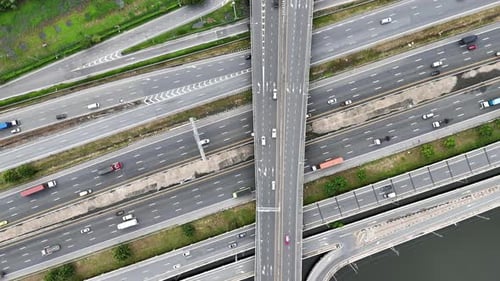 Aerial view of city road