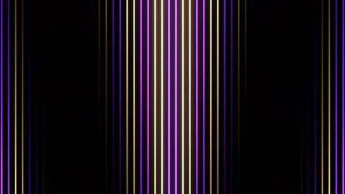 Violetter und gelber absteigender Hintergrund mit endlosen Neonlinien, VJ Loop in 4K