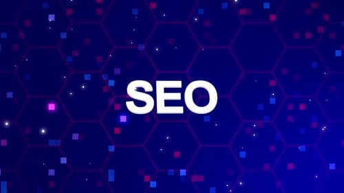Digital SEO Text Reveal with Animated Hexagonal Grid