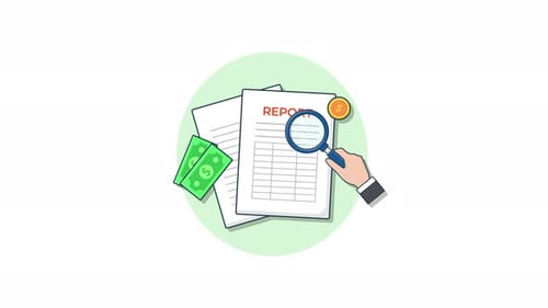 Financial Report Analysis Flat Design Animation