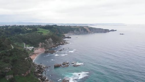Aerial shot of the beautiful coastline in the north of Spain
