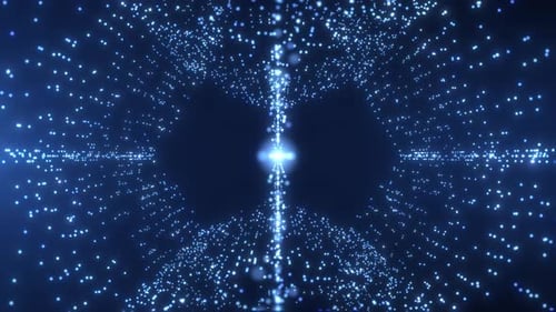 Abstract Digital Tunnel with Glowing Particle Grid