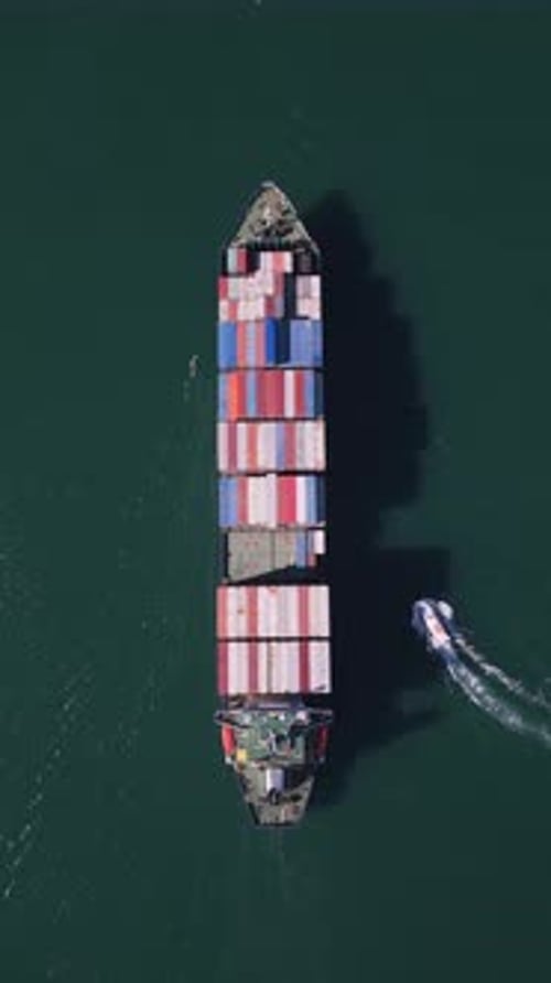 Aerial View Container Ship Shipping or Transportation Concept Background